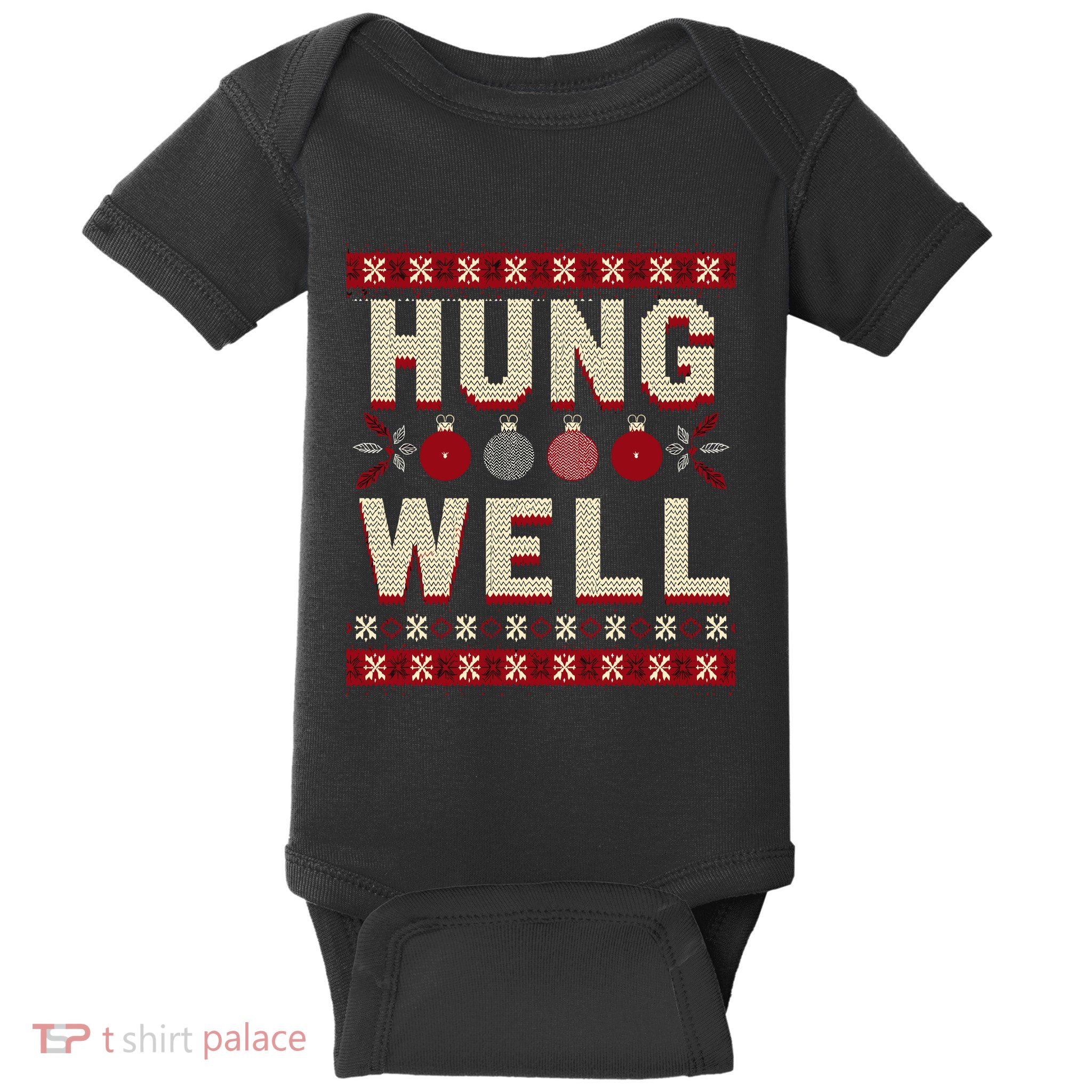 Hung Well Christmas Stocking RaunchyS Hung Well Baby Bodysuit