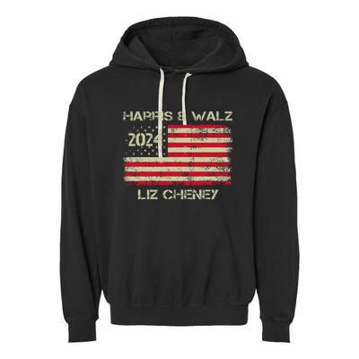 Harris Walz Cheney 2024 Thank You Liz Democracy Election Garment-Dyed Fleece Hoodie