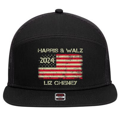 Harris Walz Cheney 2024 Thank You Liz Democracy Election 7 Panel Mesh Trucker Snapback Hat