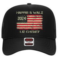 Harris Walz Cheney 2024 Thank You Liz Democracy Election High Crown Mesh Back Trucker Hat