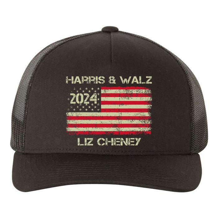 Harris Walz Cheney 2024 Thank You Liz Democracy Election Yupoong Adult 5-Panel Trucker Hat