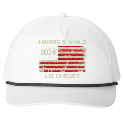 Harris Walz Cheney 2024 Thank You Liz Democracy Election Snapback Five-Panel Rope Hat