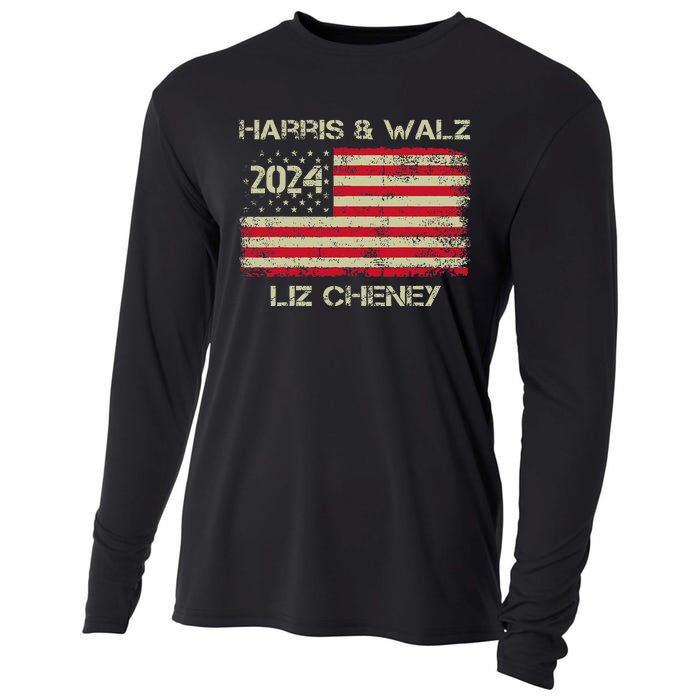 Harris Walz Cheney 2024 Thank You Liz Democracy Election Cooling Performance Long Sleeve Crew