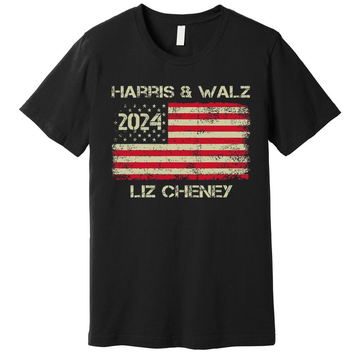 Harris Walz Cheney 2024 Thank You Liz Democracy Election Premium T-Shirt