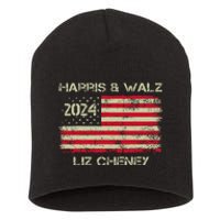 Harris Walz Cheney 2024 Thank You Liz Democracy Election Short Acrylic Beanie