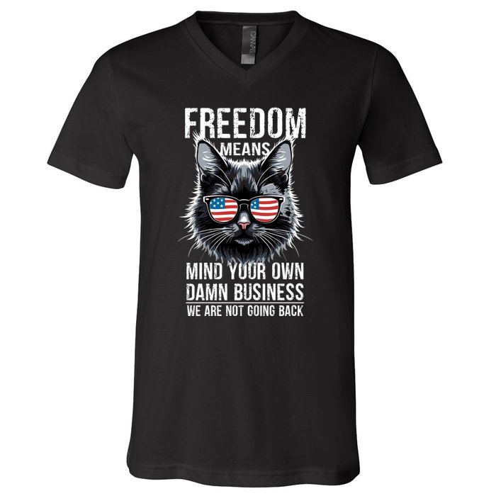 Harris Waltz Cat Lady Walz Mind Your Own Damn Business V-Neck T-Shirt