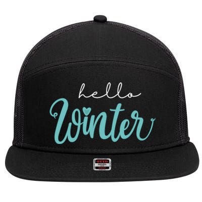 Hello Winter Cute Holiday 7 Panel Mesh Trucker Snapback Hat