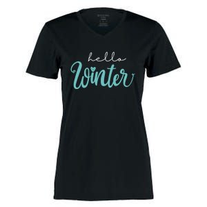 Hello Winter Cute Holiday Women's Momentum V-Neck T-Shirt