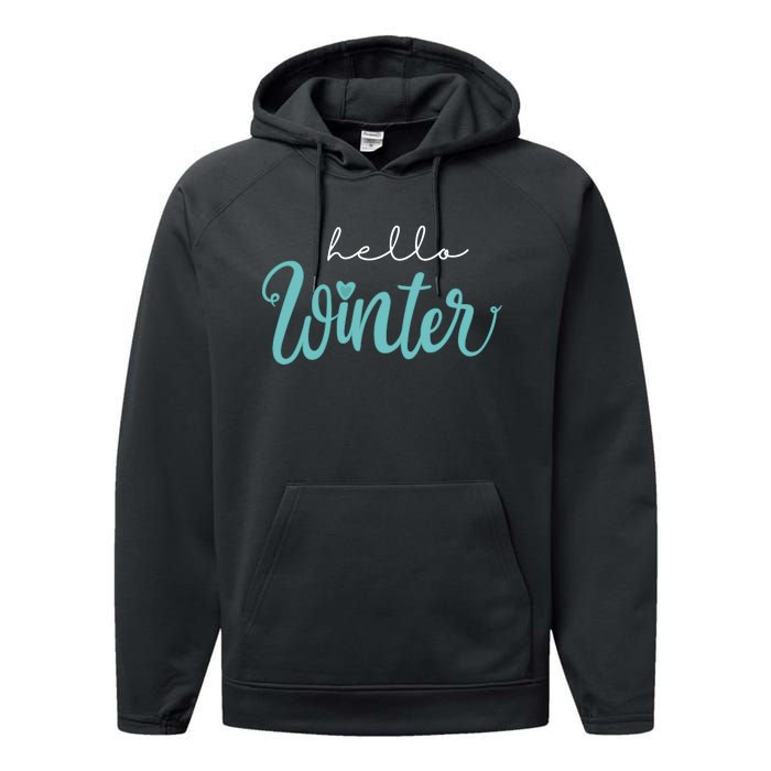 Hello Winter Cute Holiday Performance Fleece Hoodie