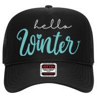 Hello Winter Cute Holiday High Crown Mesh Back Trucker Hat