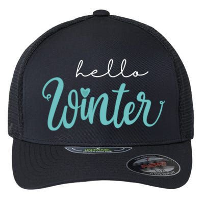 Hello Winter Cute Holiday Flexfit Unipanel Trucker Cap