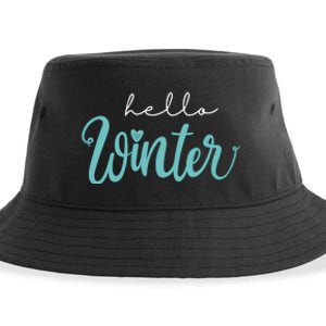 Hello Winter Cute Holiday Sustainable Bucket Hat