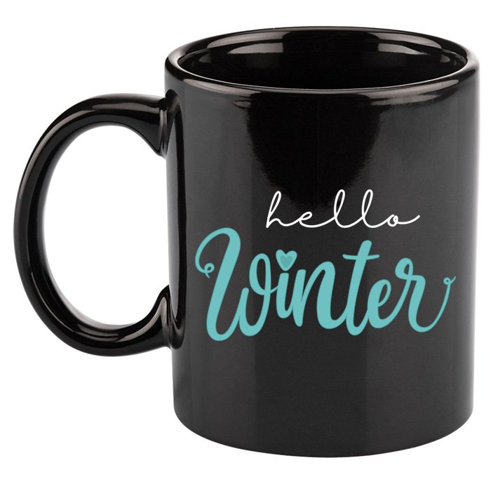 Hello Winter Cute Holiday 11oz C Handle Ceramic Mug