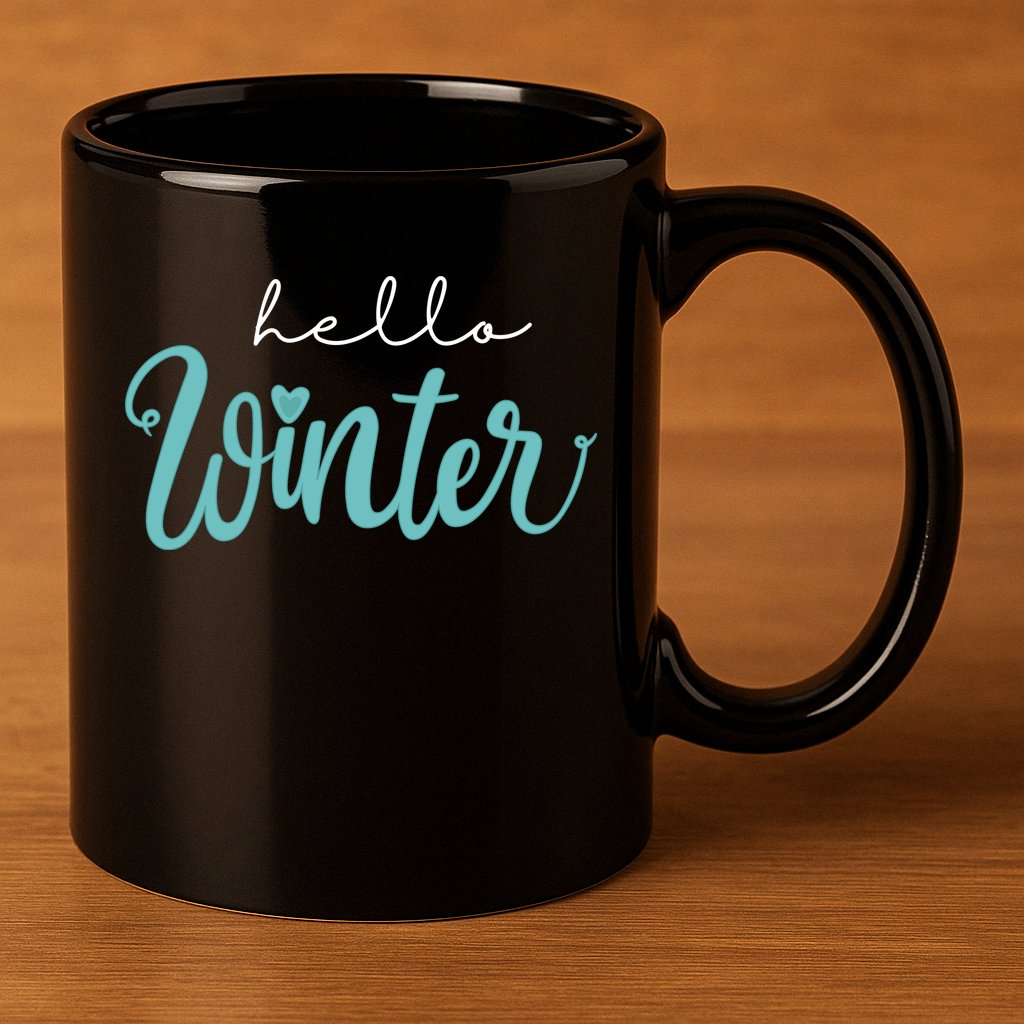 Hello Winter Cute Holiday 11oz C Handle Ceramic Mug