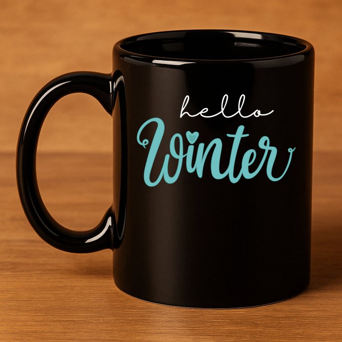 Hello Winter Cute Holiday 11oz C Handle Ceramic Mug