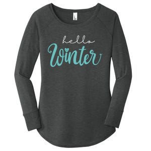 Hello Winter Cute Holiday Women's Perfect Tri Tunic Long Sleeve Shirt