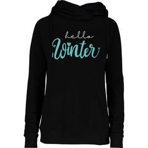 Hello Winter Cute Holiday Womens Funnel Neck Pullover Hood