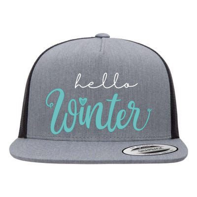 Hello Winter Cute Holiday Flat Bill Trucker Hat