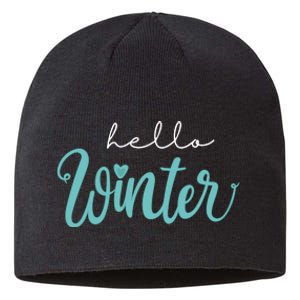 Hello Winter Cute Holiday Sustainable Beanie