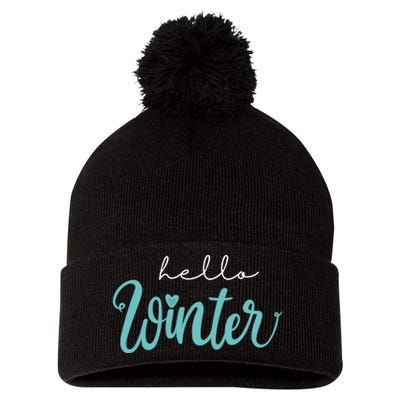 Hello Winter Cute Holiday Pom Pom 12in Knit Beanie