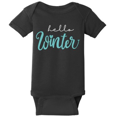 Hello Winter Cute Holiday Baby Bodysuit