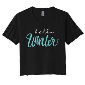 Hello Winter Cute Holiday Women's Crop Top Tee