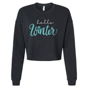 Hello Winter Cute Holiday Cropped Pullover Crew