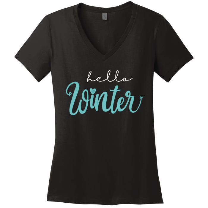 Hello Winter Cute Holiday Women's V-Neck T-Shirt