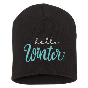 Hello Winter Cute Holiday Short Acrylic Beanie