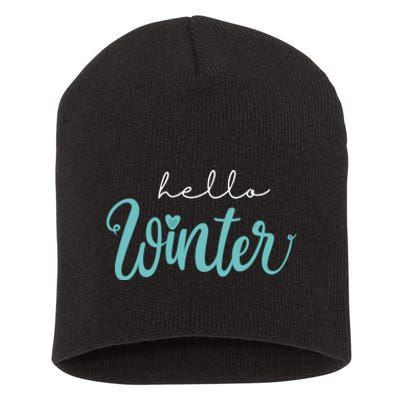 Hello Winter Cute Holiday Short Acrylic Beanie