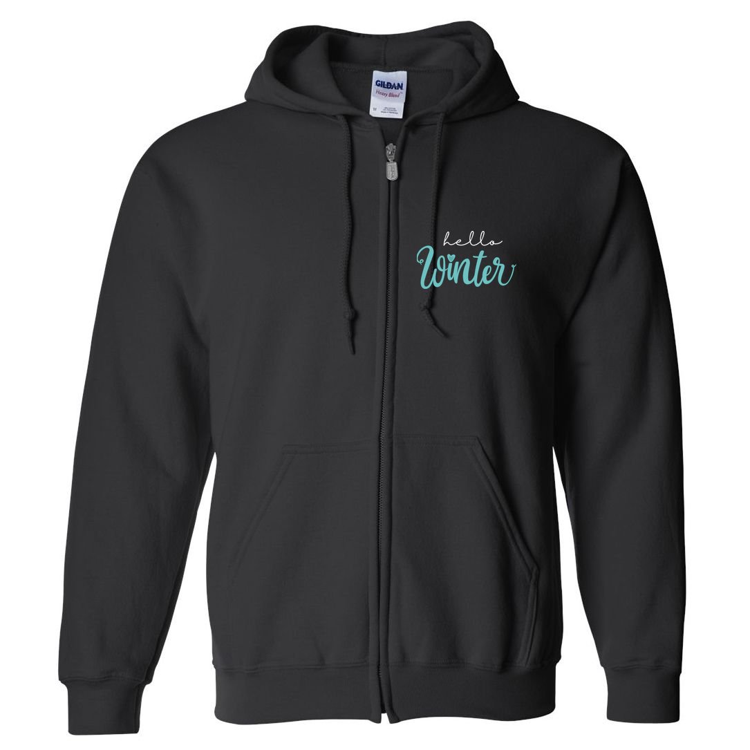 Hello Winter Cute Holiday Full Zip Hoodie