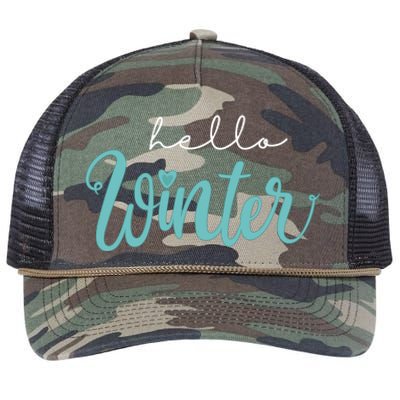 Hello Winter Cute Holiday Retro Rope Trucker Hat Cap