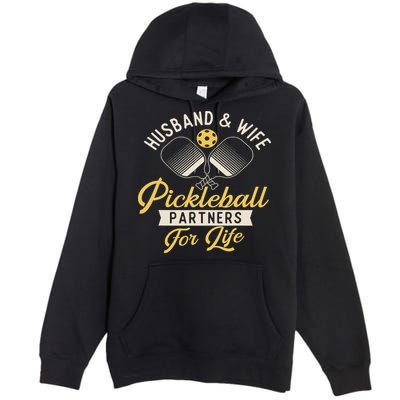 Husband & Wife Couple Pickleball Player Pickleballers Premium Pullover Hoodie