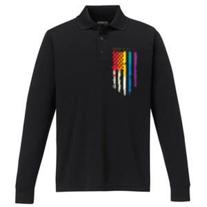 Harris Walz Colorful Streak Performance Long Sleeve Polo