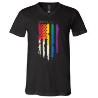 Harris Walz Colorful Streak V-Neck T-Shirt