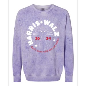 Harris Walz Cat Lady DonT Mess With The Cat Ladies Great Gift Colorblast Crewneck Sweatshirt