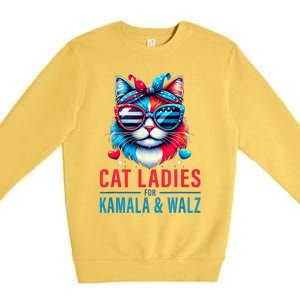 Harris Waltz Cat Lady Harris Waltz 2024 Kamala Harris Coach Premium Crewneck Sweatshirt