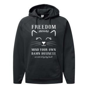 Harris Waltz Cat Lady Walz Mind Your Own Damn Business Performance Fleece Hoodie