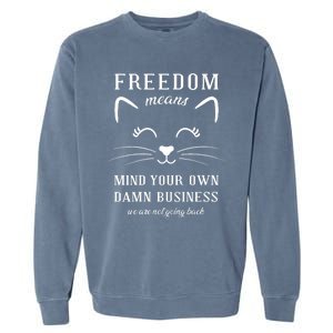 Harris Waltz Cat Lady Walz Mind Your Own Damn Business Garment-Dyed Sweatshirt