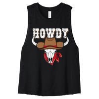 Howdy Western Country Cowgirl Cowboy Texas Rodeo Women's Racerback Cropped Tank