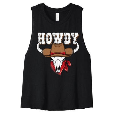 Howdy Western Country Cowgirl Cowboy Texas Rodeo Women's Racerback Cropped Tank