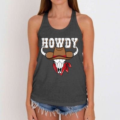 Howdy Western Country Cowgirl Cowboy Texas Rodeo Women's Knotted Racerback Tank