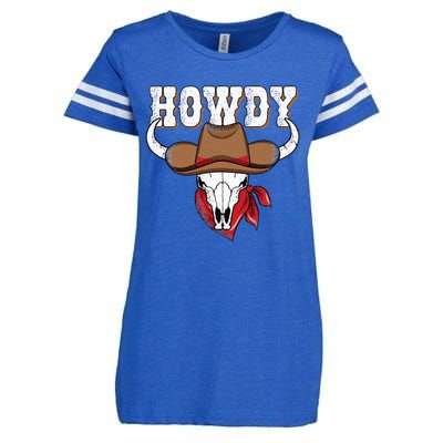 Howdy Western Country Cowgirl Cowboy Texas Rodeo Enza Ladies Jersey Football T-Shirt