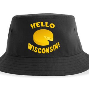 Hello Wisconsin Cheese funny food lover Sustainable Bucket Hat