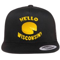 Hello Wisconsin Cheese funny food lover Flat Bill Trucker Hat