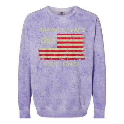 Harris Walz Cheney 2024 Thank You Liz Democracy Election Colorblast Crewneck Sweatshirt