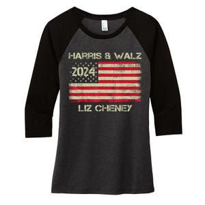 Harris Walz Cheney 2024 Thank You Liz Democracy Election Women's Tri-Blend 3/4-Sleeve Raglan Shirt