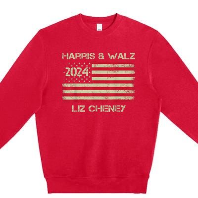 Harris Walz Cheney 2024 Thank You Liz Democracy Election Premium Crewneck Sweatshirt