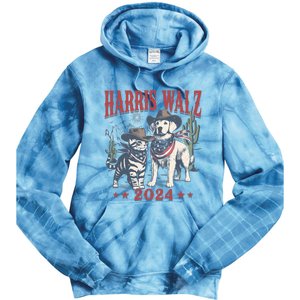 Harris Walz Cowboy This Childless Cat Dog Lady Kamala Tie Dye Hoodie