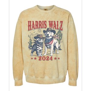 Harris Walz Cowboy This Childless Cat Dog Lady Kamala Colorblast Crewneck Sweatshirt